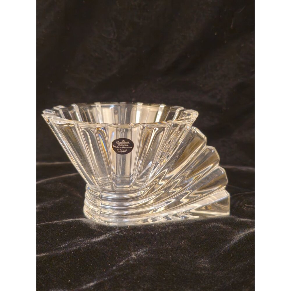 Vintage Cascade Crystal Bowl 4.5" Tall Elegant Fluted Design Clear Glass Decorat